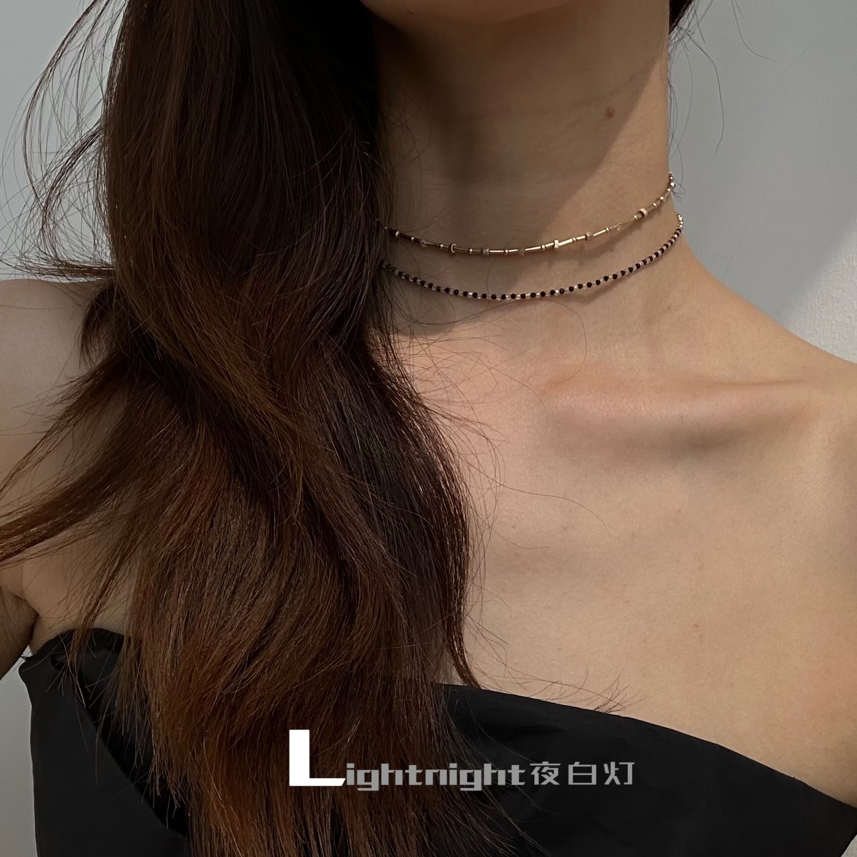 夜白小众设计施家水晶choker项链