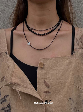 天然黑玛瑙锁骨链毛衣链