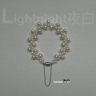 Lightnight夜白重工编织小众设计天然珍珠手链