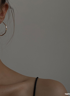 原创 金银竹节耳圈925银美国14K包金冷淡风简约轻型无负担耳饰