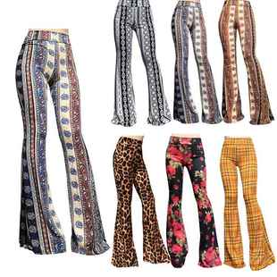 Casual leg trousers 休闲印花阔腿微喇长裤 wide micro print