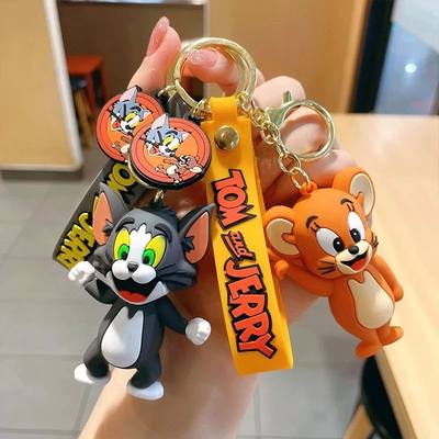 Tom and Jerry Anime Cartoon Ornament Keychain Car Key Bag Pe