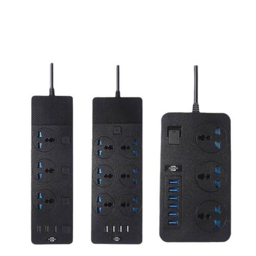 3000W Power Strip Surge Protector Universal Socket Plug with