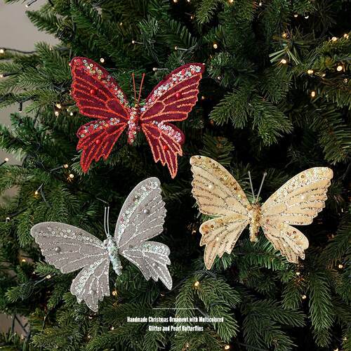 New Christmas glitter pearl butterfly strap clip
