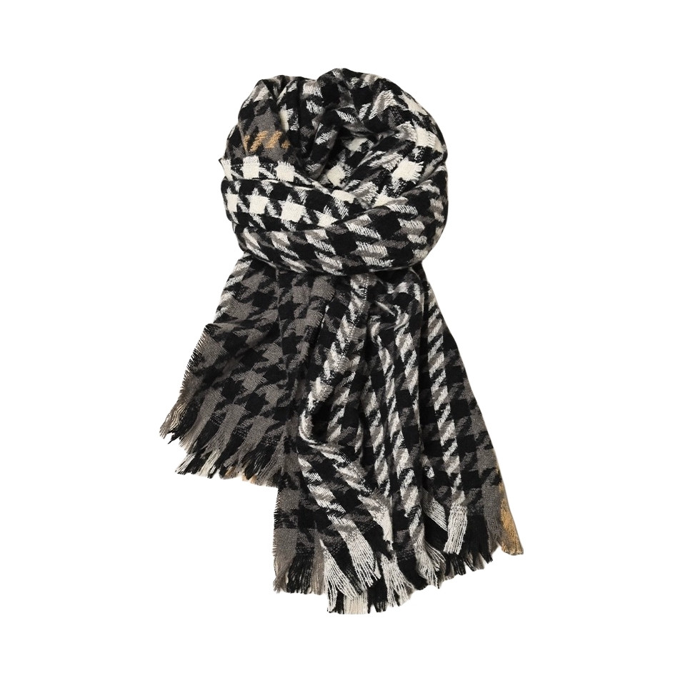 FREE RABBITⅡ双面千鸟格子围巾冬季高级感保暖围脖披肩男女同款