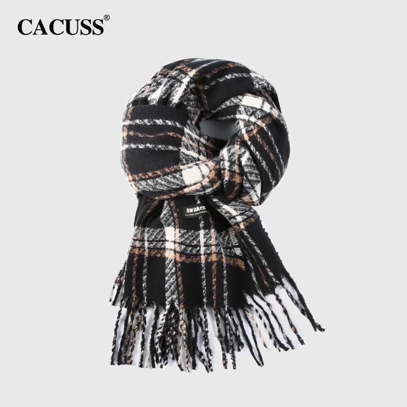 CACUSS围巾女冬季高级格子气质氛围感围脖韩版时尚百搭披肩户外