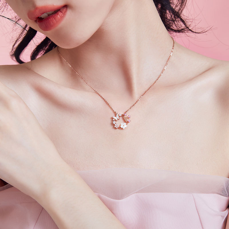 迪士尼正品蝴蝶项链女款2025新款高级设计感小众纯银实用生日礼物