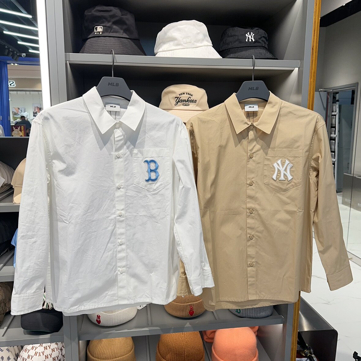 mlb正品24春季新款男女时尚老花大标休闲外套长袖衬衫 3awsm0341