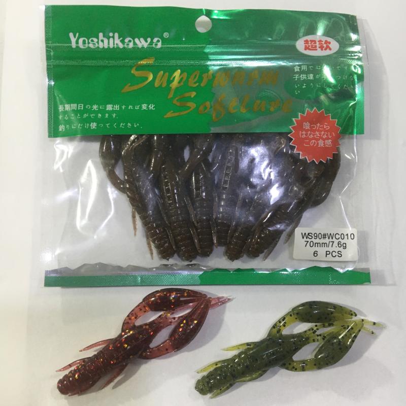 二爷渔具 吉川路亚软饵沉水路亚饵加盐虾鲈鱼软虫假虾7cm7.6g 6条