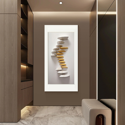 意式极简挂画现代轻奢木雕实物画会所酒店样板房装置画