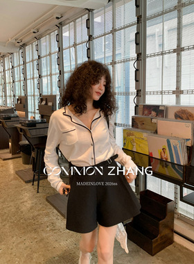 CZ ZHANG早春学院风撞色针织开衫女百搭纯棉休闲毛衣打底衫C15771