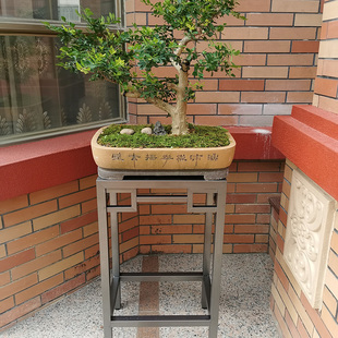 不锈钢花架新中式盆景架底座室外304黑庭院盆栽架子轻奢户外花架