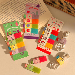 可爱卡通coco酱数据线收纳器魔术贴扎带理线器整理电脑线耳机绑带