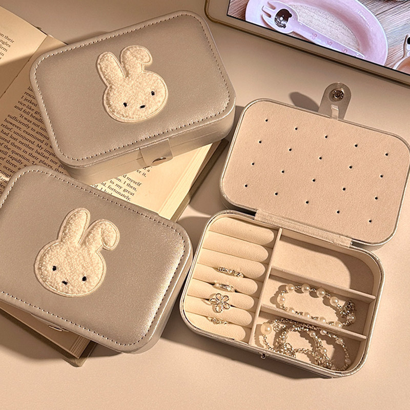 可爱折耳兔首饰盒女大容量便携耳钉耳环戒指项链收纳盒子手饰品盒,收纳整理,首饰盒,淘宝优惠券,粉丝福利购,淘宝优惠卷