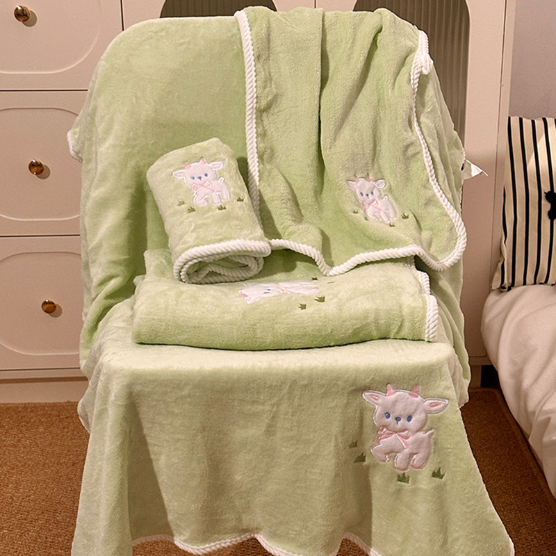可爱小羊羔浴巾女家用成人亲肤洗脸毛巾学生宿舍吸水速干洗澡裹巾,居家布艺,浴巾毛巾方巾套装/三件套,淘宝优惠券,粉丝福利购,淘宝优惠卷