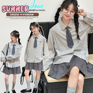 女童学院风套装春装2026新款中大童女孩洋气韩系穿搭高级感套装裙