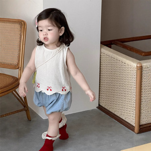 宝宝夏天衣服薄款2026夏装新款韩版童装女童背心T牛仔包屁裤套装