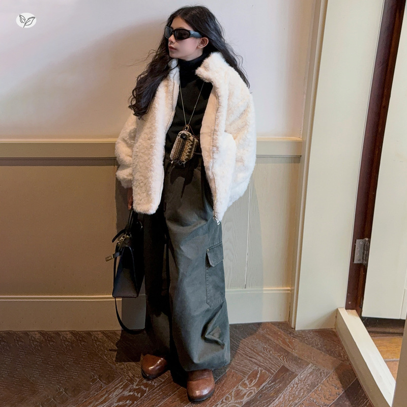 女童2025年冬季新款时尚小香风立领外套军绿工装弯刀裤套装加厚