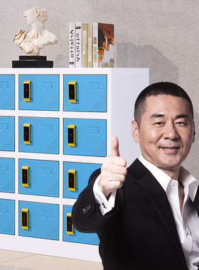 中伟感应锁九门更衣柜文件柜办公柜钢制矮柜铁皮柜碗柜鞋柜 蓝色