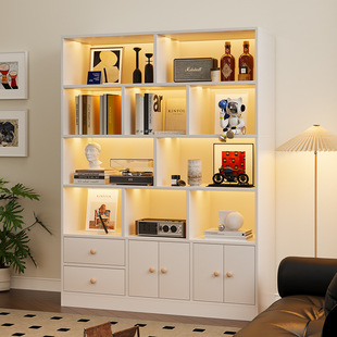 中伟书柜储物收纳柜落地置物架带门简易儿童家用夹缝书架格子柜