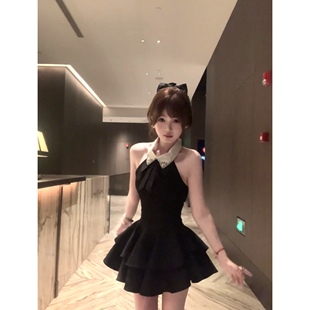 香肉肉 原创手工坊领口绣钻挂脖收腰连衣裙 香香小姐