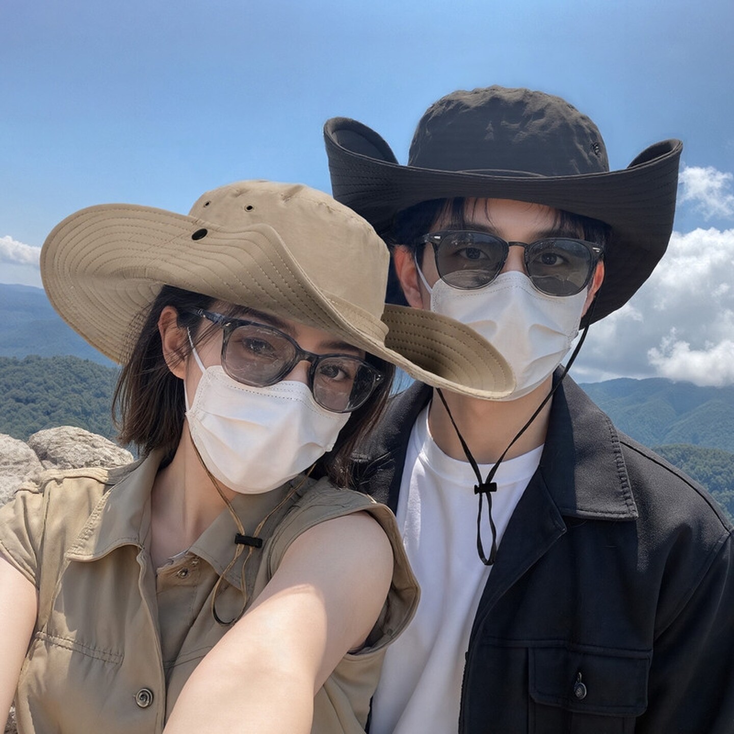 西部牛仔登山帽渔夫帽爬山徒步防晒帽女户外男遮阳大帽檐帽子情侣
