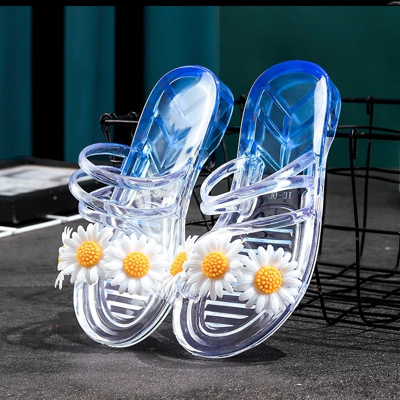 透明花朵防臭浴室学生水晶拖鞋