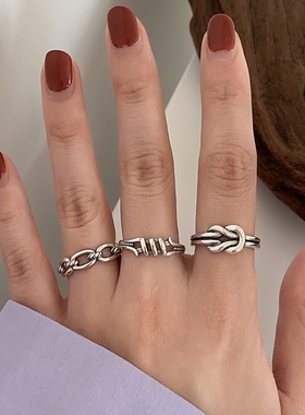 戒指女粗胖手大号简约组合食指轻奢小众冷淡时尚个性蹦迪指环闺蜜