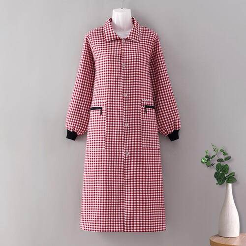 翻领加长款前扣罩衣女外穿女围裙厨房家用做饭上班耐脏长袖工作服