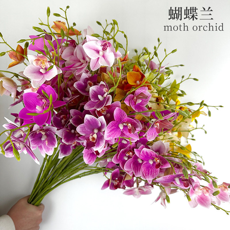 仿真蝴蝶兰假花摆件手感假盆栽塑料花室内家居婚庆装饰摆设插花