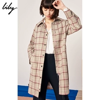 Lili lily nữ 2019 thu đông và họa tiết kaki OL mới với áo khoác gió kiểu H 119129C1912 - Trench Coat áo khoác blazer nữ