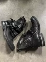 Metal Decorative Vintage Boots, Unisex, Belt-Decorated Short Boots, Studded Chunky Heel Short Boots, Retro Biker Boots