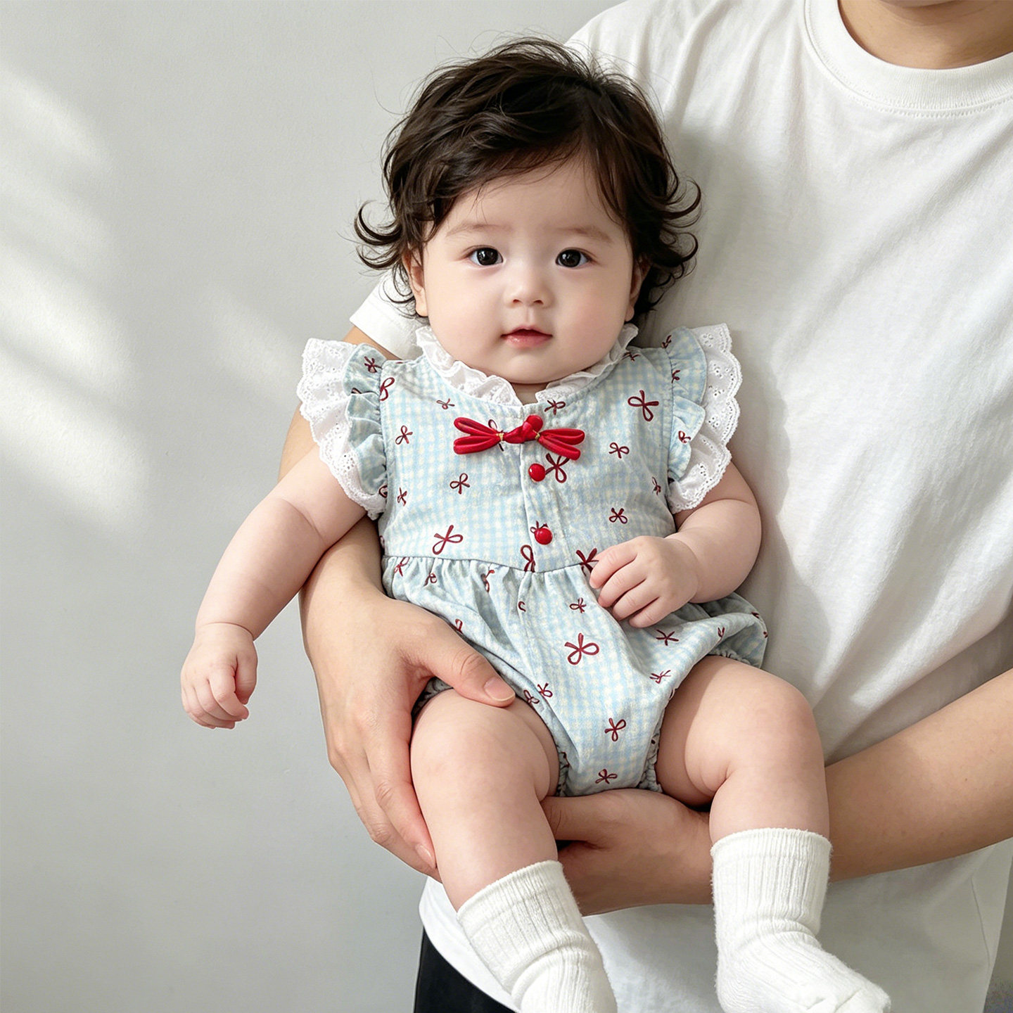 女童公主裙夏季薄款花边领飞袖包屁裙女婴儿衣服夏装甜美外出洋气