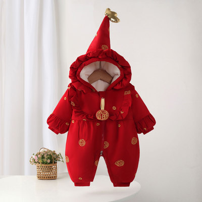 婴儿连体衣冬装加厚外出服