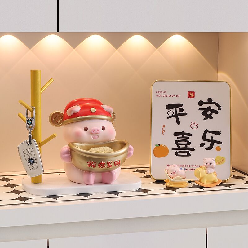 可爱金元宝小猪聚宝盆收纳摆件