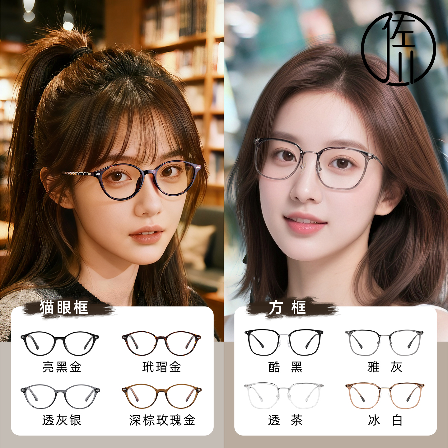 【免费配度数】佐川方框&猫眼框防蓝光眼镜男女同款素颜近视眼镜