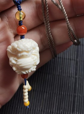 如意挂件手工编绳毛衣链猛犸牙