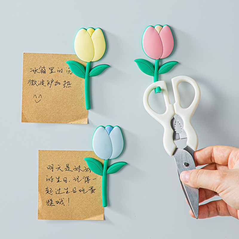 郁金香花朵创意冰箱贴挂钩磁铁