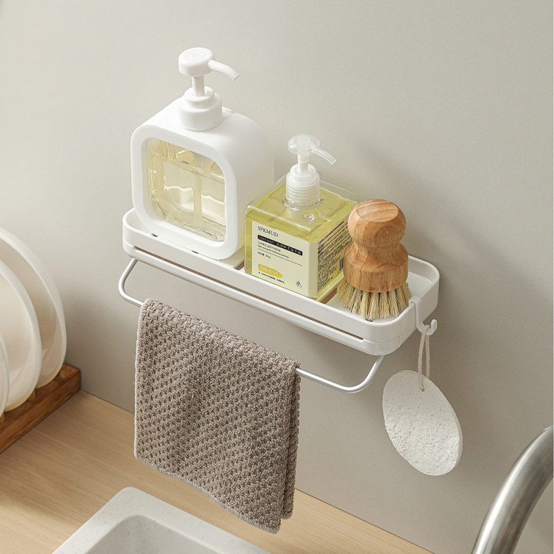 免打孔壁挂式置物架卫生间带沥水盘厨房浴室沥水收纳架毛巾架一体,家庭/个人清洁工具,浴室角架/置物架,淘宝优惠券,粉丝福利购,淘宝优惠卷