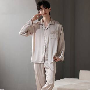 官方正品睡衣男冰丝长袖套装2025新款春秋季胖子加肥加大宽松大码