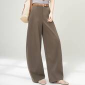 新款 女2026春夏季 气质显瘦女宽松 垂感气泡高腰弯刀阔腿裤 官方正品
