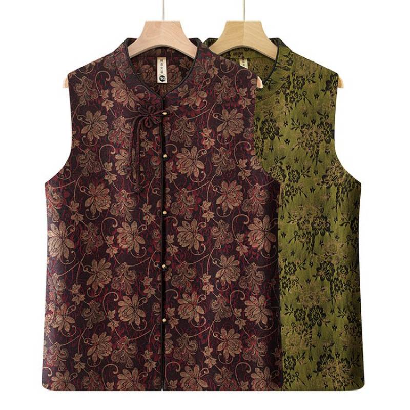 官方正品中老年妈妈春秋马夹奶奶装马甲上衣老太太背心衣服洋气坎