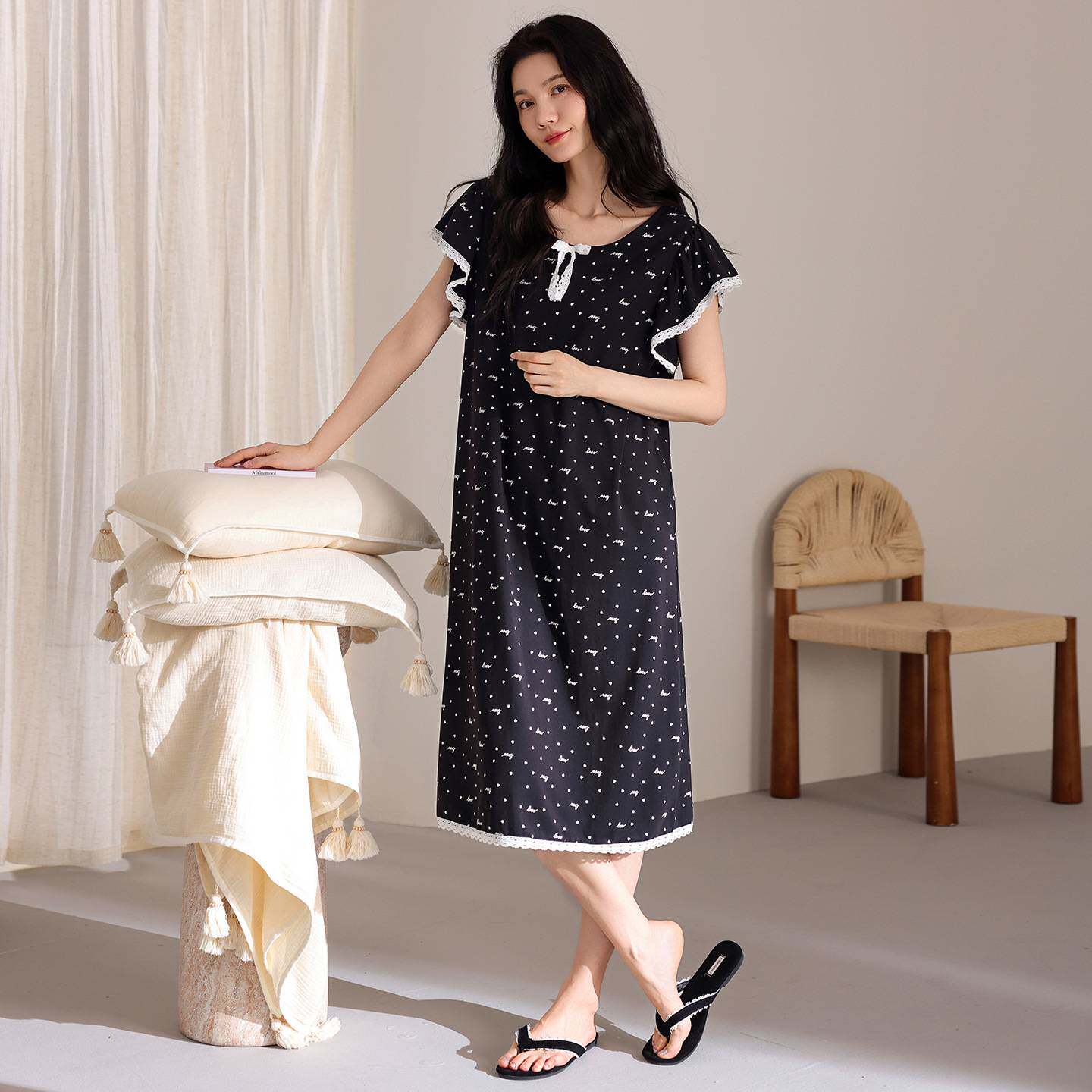 官方正品睡裙女睡衣裙子夏季夏天夏款纯棉短袖薄款大码长款公主甜