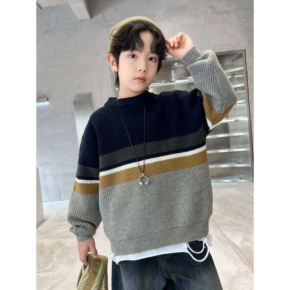 官方正品男童冬季加厚毛衣2025新款冬装打底针织衫中大儿童酷帅男