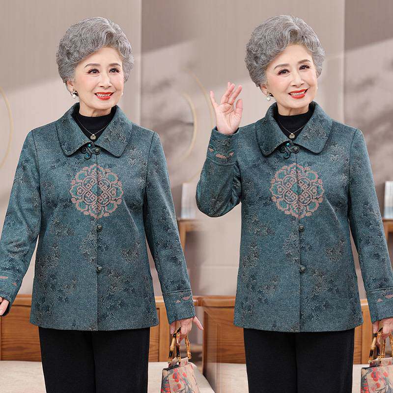 官方正品中老年人秋装新中式提花外套奶奶装中国风衣服老太太时尚