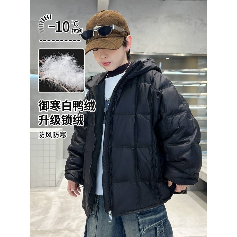 官方正品男童冬装短款羽绒服2025新款冬季加厚棉服外套中大儿童男