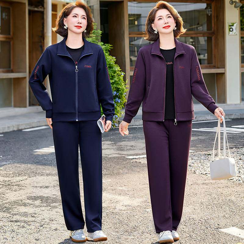 官方正品中老年女装春秋款年轻休闲套装妈妈2026新款秋装运动跑步