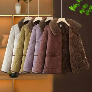 官方正品秋冬装加绒加厚短款棉衣小个子妈妈装抓绒棉袄外套保暖棉
