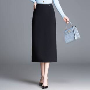 官方正品时尚半身裙女2026春季新款裙子后开叉直筒半裙中长款西装