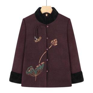 官方中老年人冬装女妈妈水貂绒加厚棉袄老太太衣服奶奶装秋冬